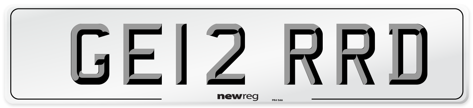 GE12 RRD Number Plate from New Reg